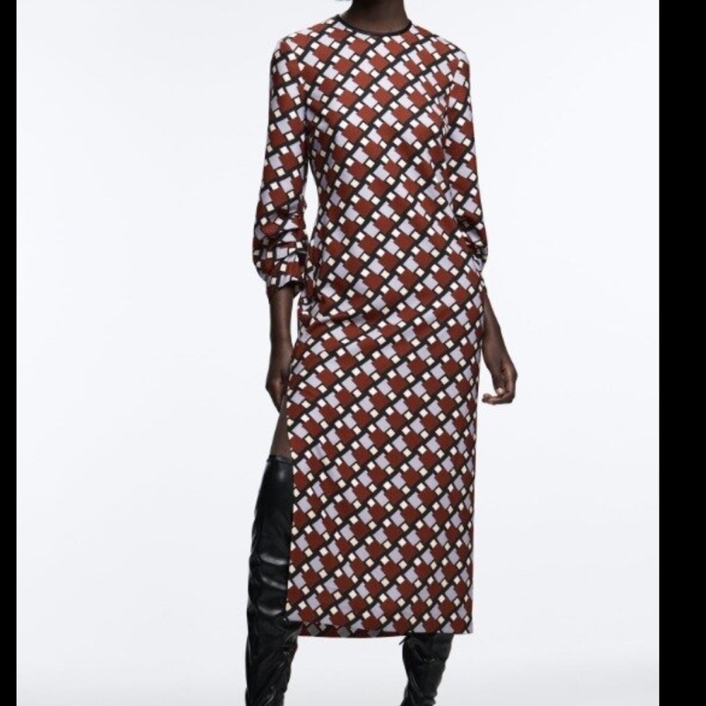 Zara Printed Midi Dress